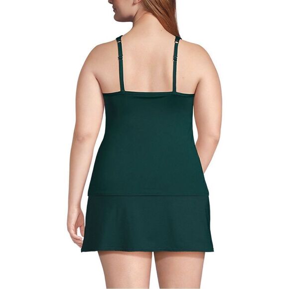 Land's End plus Standard size Tankini high neck power mesh soft Balsam Various - Picture 2 of 9